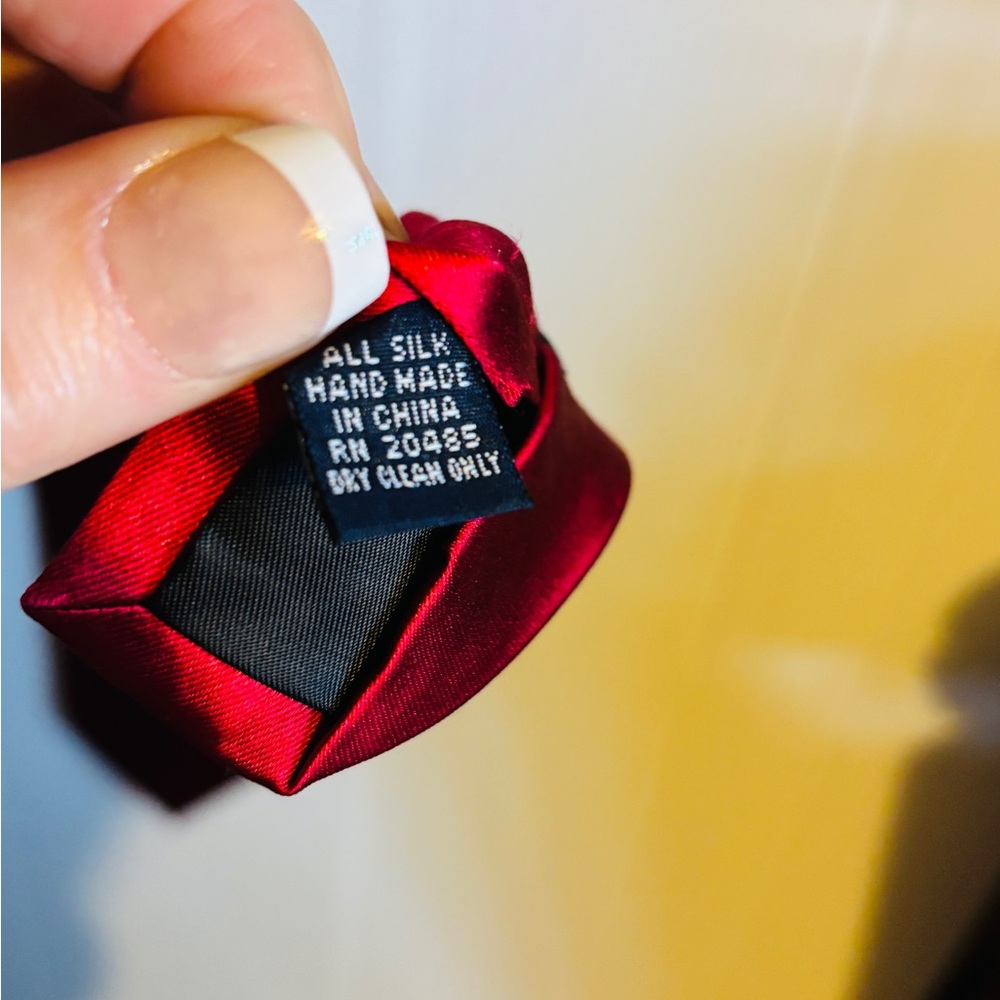 Ferrari Red Solid Satin Men's Tie - Picture 3 of 4